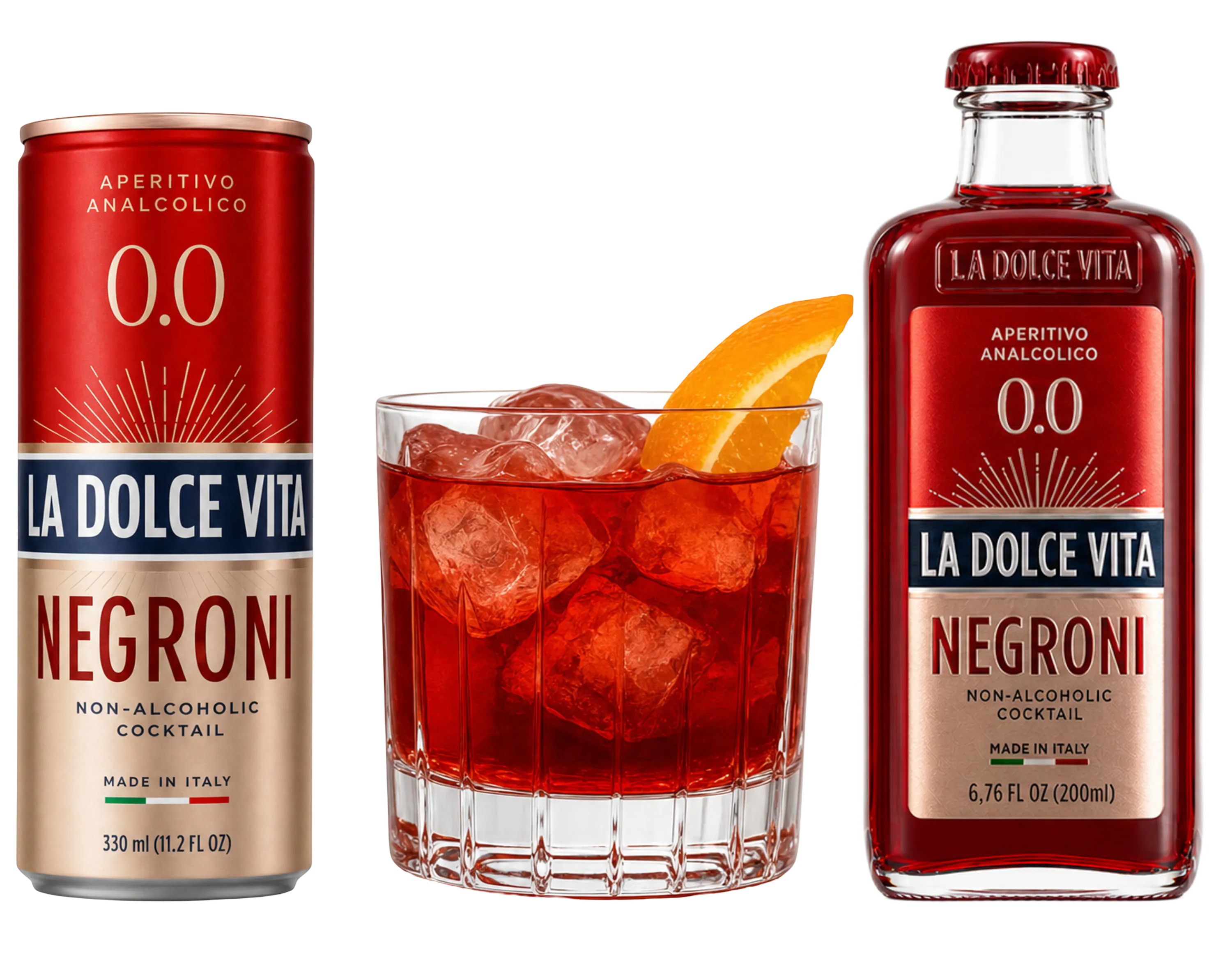 Negroni can and cocktail